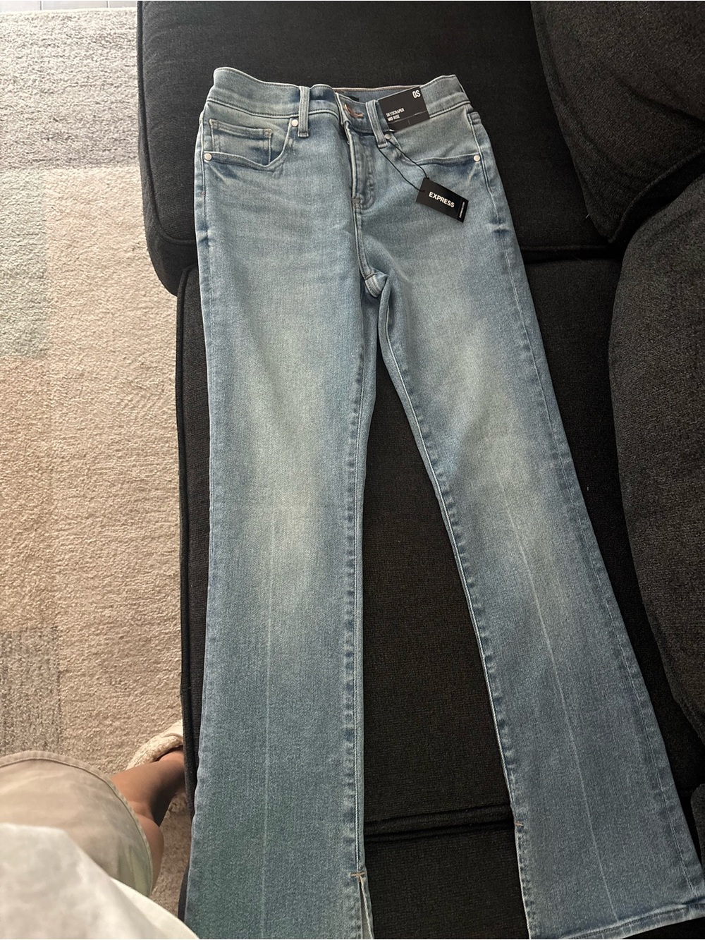 Express Light Blue High-Rise Stretch Flare Jeans - Women